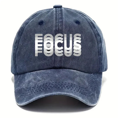 FOCUS – kšiltovka z prané bavlny s potiskem, nastavitelná, klasický styl, sportovní kšiltovka typu „duckbill“ pro muže i ženy