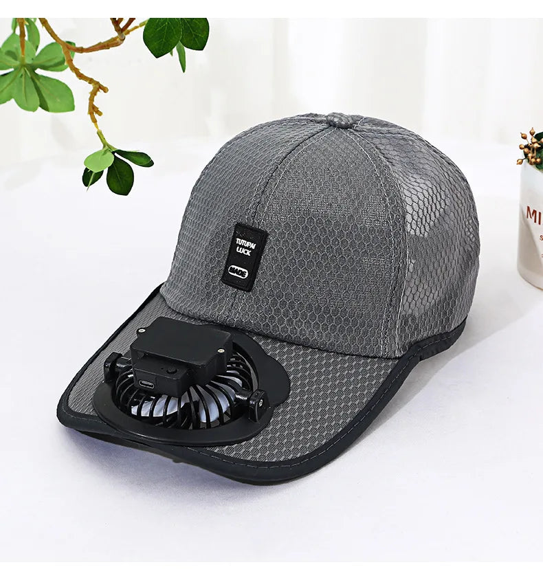 Rechargeable Fan Baseball Net Hat Sun Protection Duck Tongue Breathable Net Hat For Couples Outdoor Travel Men Women mz129