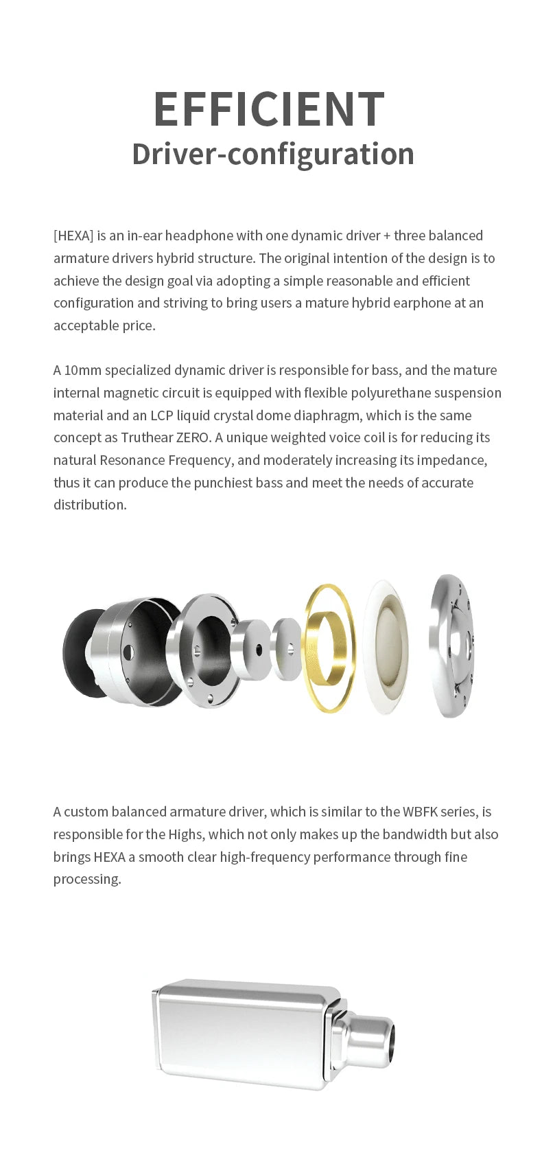 Truthear HEXA 1DD+3BA Hybrid Wired Earphones – High Fidelity In-Ear Monitor IEM Earbuds with 0.78 2Pin Silver-Plated Cable