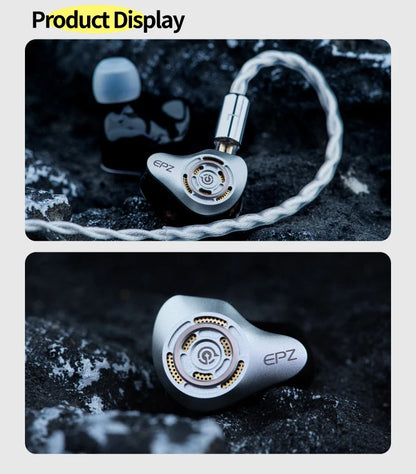 EPZ P50 Hybrid Driver HiFi IEM Earphones 1DD+2BA+2 Planar Drivers with 3.5mm/4.4mm Replaceable Plug & Silver-Plated Cable