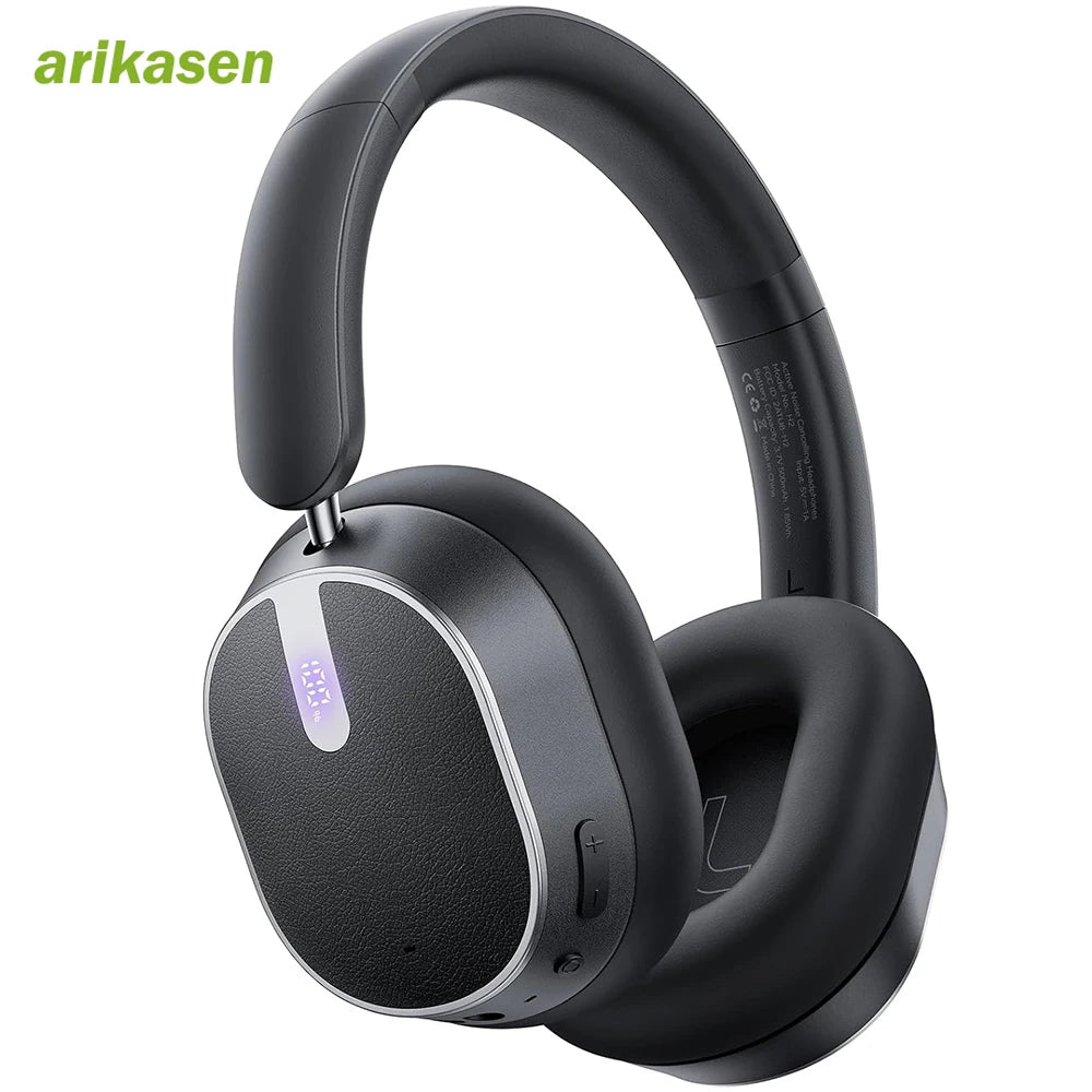 Active Noise Cancelling Headphones Bluetooth 6.0 Wireless Over-Ear Headphones with 120H Battery, 6-Mic ENC Calls, LED Power Display & Spatial Audio