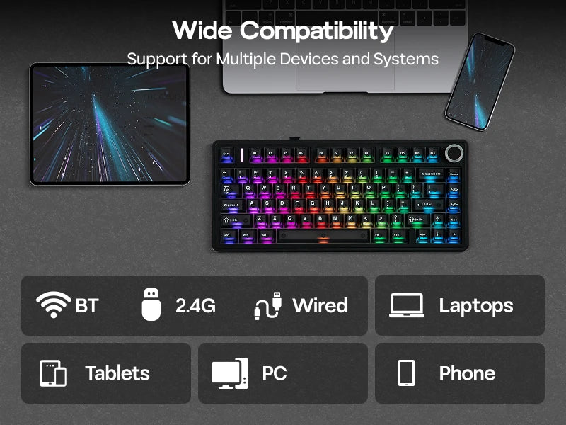 EPOMAKER x AULA F75 Ultra VIA Programmable 75% ANSI US QWERTY Layout Gasket Wired/Bluetooth/2.4Ghz Wireless Mechanical Keyboard