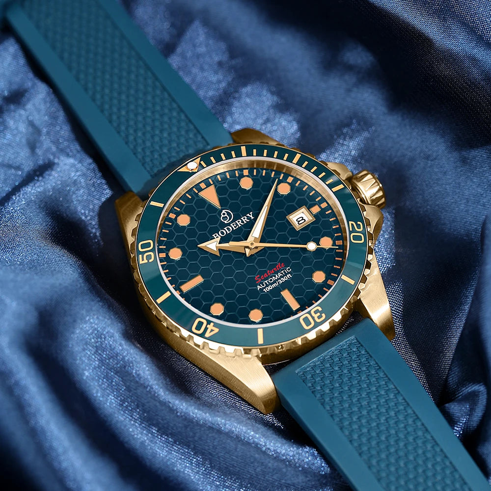 Boderry Seaturtle Titanium Diver Watch Men Luxury Bronze Watches Automatic Mechanical Wristwatch Sport 200M Waterproof Luminous