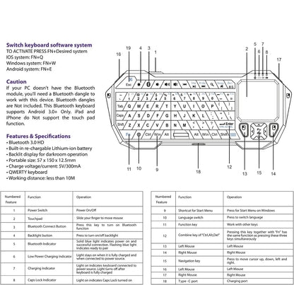 Mini Bluetooth Keyboard (QWERT) Rechargeable Wireless Keyboard with Touchpad for TV ,PS4, PS4 Pro, PS5 Phone Laptop