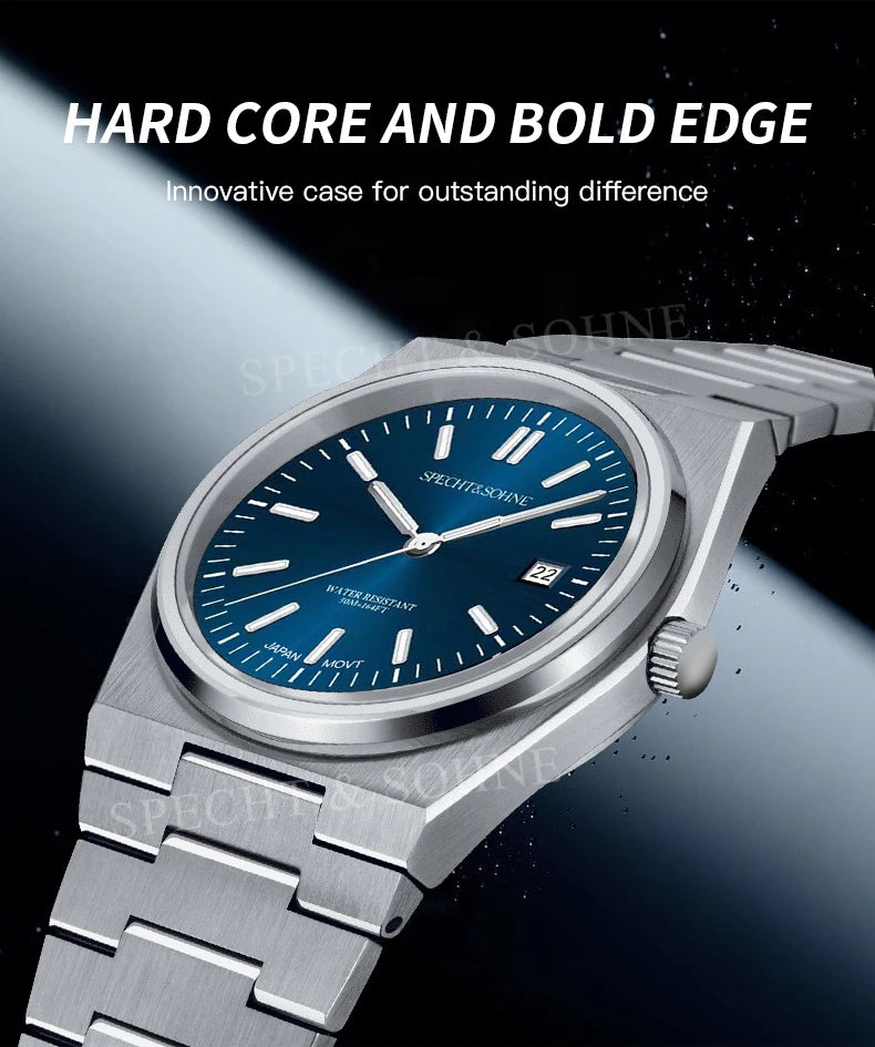 2025 New Arrivals Specht&Sohne Men's Watches Stainless Steel Sapphire Classic Quartz Men Watch Relogio Masculino 100M Waterproof