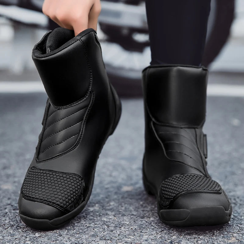 2025 New Men's Motorcycle Boots Outdoors Waterproof Safety Protection Motorcycle Shoes High Quality PU Leather Men Motos Boot