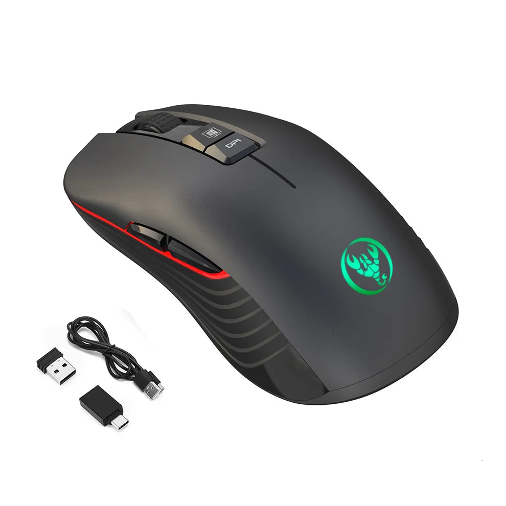 Ασύρματο ποντίκι USB-C 2.4G, επαναφορτιζόμενο gaming ποντίκι 3600DPI με 7 κουμπιά, αθόρυβο ποντίκι Type-C για Macbook, laptop, PC, παιχνίδια και υπολογιστή