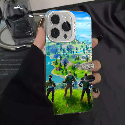 1pc Game F-fornite Phone Case Phone Case IMD Color Silver Shell For IPhone 16 15 14 13 12 11 Pro Max Plus