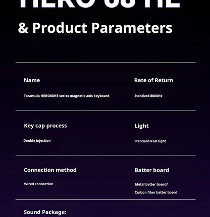 AULA HERO 68 HE Gaming Mechanical Keyboard Magnetic Axis RT Wired RGB Lighting 8K Polling Rate Side Engraving
