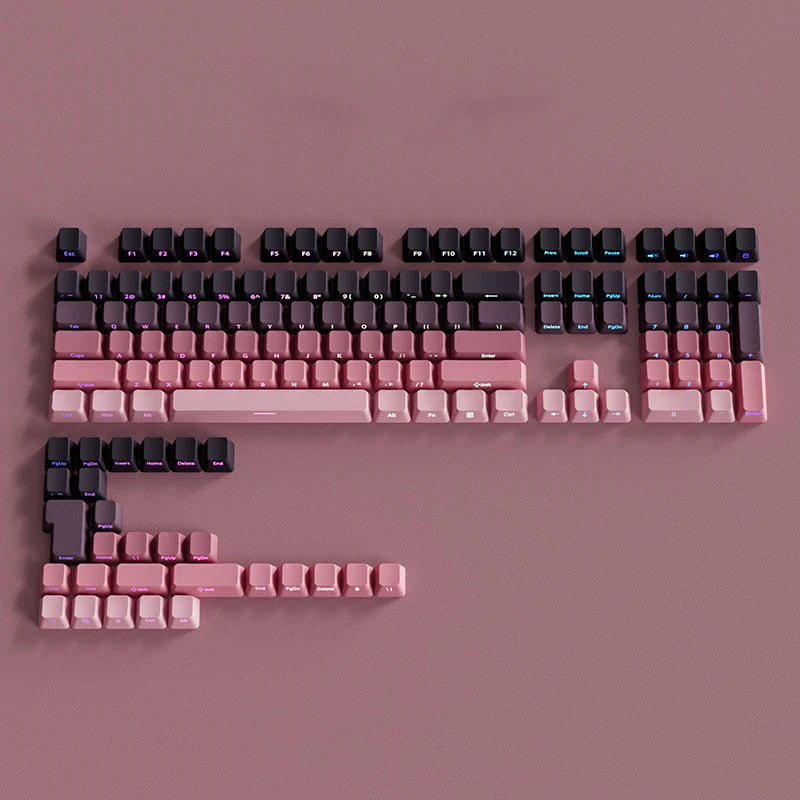 OEM Profile Gradient Side Printed Shine Through Keycaps PBT Double Shot Keycap For Mechanical Gamer Keyboard Black Gray Key Caps
