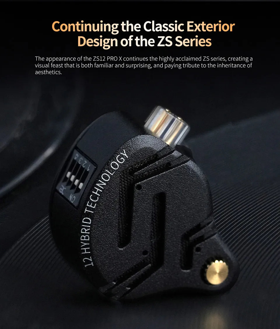 KZ ZS12 PRO X Hybrid Dynamic & Balanced Armature Technology IEM Earphone Upgrade HiFi Bass In Ear Headphone Tuning Wire Headset