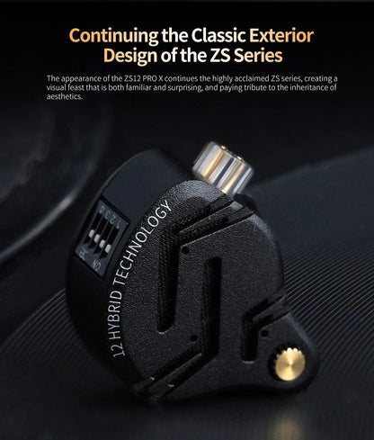 KZ ZS12 PRO X Hybrid Dynamic & Balanced Armature Technology IEM Earphone Upgrade HiFi Bass In Ear Headphone Tuning Wire Headset