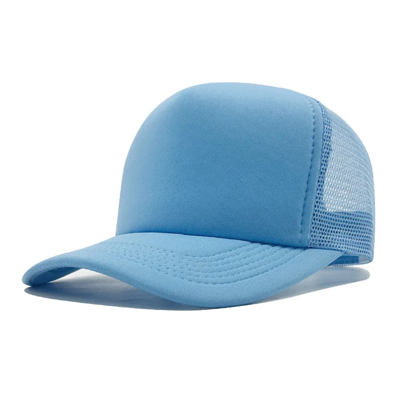 Sponge Mesh Baseball Cap - Unisex Solid Color Trucker Hat Adjustable UV Protection Fashion Breathable Snapback Sun Hat