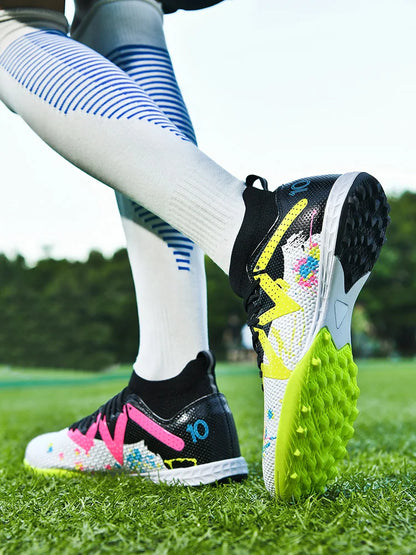 Scarpe da calcio professionali TF Broken Nail per adolescenti, resistenti, modello HighTops, scarpe da allenamento per adulti da esterno antiscivolo