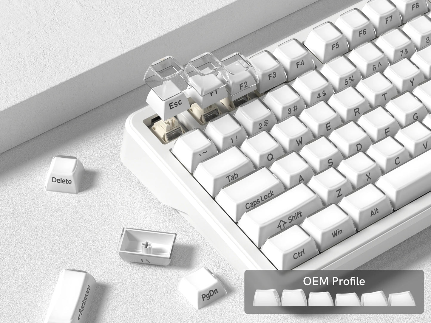Womier L75 White Crystal Wireless Gaming Keyboard Tri-Modes Hot-Swappable Customized RGB Backlight Mechanical Keyboard Gasket