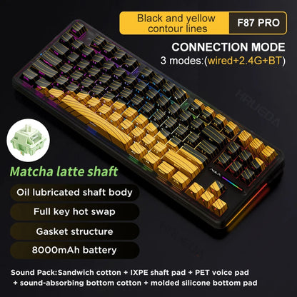 AULA F87 Pro Mechanical Keyboard 2.4g/Usb/Bluetooth Tri Mode Wireless 87 Key 5 Layer Silencing Filling Suitable For Gam Original