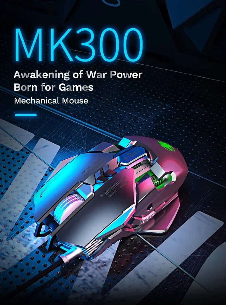 Mouse mecanic cu fir pentru PC gaming esports, RGB, 6400 DPI, atracție magnetică, contragreutate DIY
