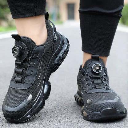 Men Ankle Work Safety Shoes Synthetic Upper Rubber Outsole Anti-Slip Wide Toe Box Anti-impact and Anti-piercing Shoes Men