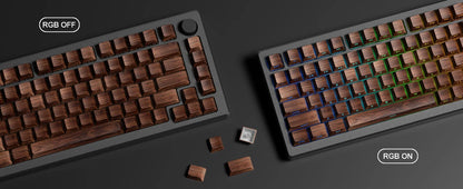 Wood Grain, Side Engraved Translucent Cherry Keycap PBT 126 Keys, Customized for 60/84/98/108 Mechanical Keyboard
