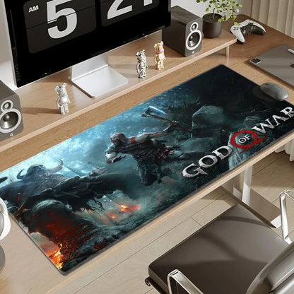 Xxl Mouse Pad God of War Desk Mat Gaming Accessories Keyboard Computer Mousepad Gamer Large Pc Cabinet Office Table Carpet Rug