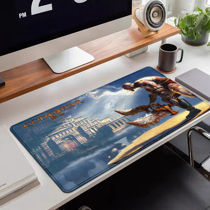 Xxl Mouse Pad God of War Desk Mat Gaming Accessories Keyboard Computer Mousepad Gamer Large Pc Cabinet Office Table Carpet Rug