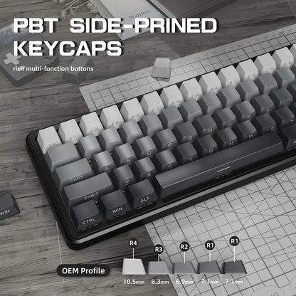 Attack Shark X66 Gasket Wireless Mechanical Gaming Keyboard with Volume Knob RGB Backlit Side Printed PBT Keycaps