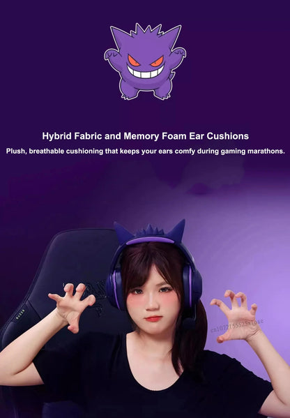 Razer Pokémon Gengar Edition Kraken Kitty V2 RGB Gaming Headset – USB Wired, TriForce 40mm Drivers, HyperClear Cardioid Microphone Gaming Headphones