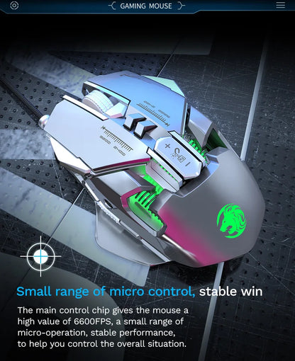 Mouse mecanic cu fir pentru PC gaming esports, RGB, 6400 DPI, atracție magnetică, contragreutate DIY