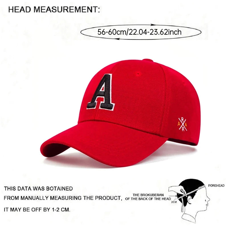 2025 Fashion New Baseball Hat A Letter Side AR Embroidery Outdoor Leisure Sports Daily Decoration Sunshade Hat Street HipHop Hat