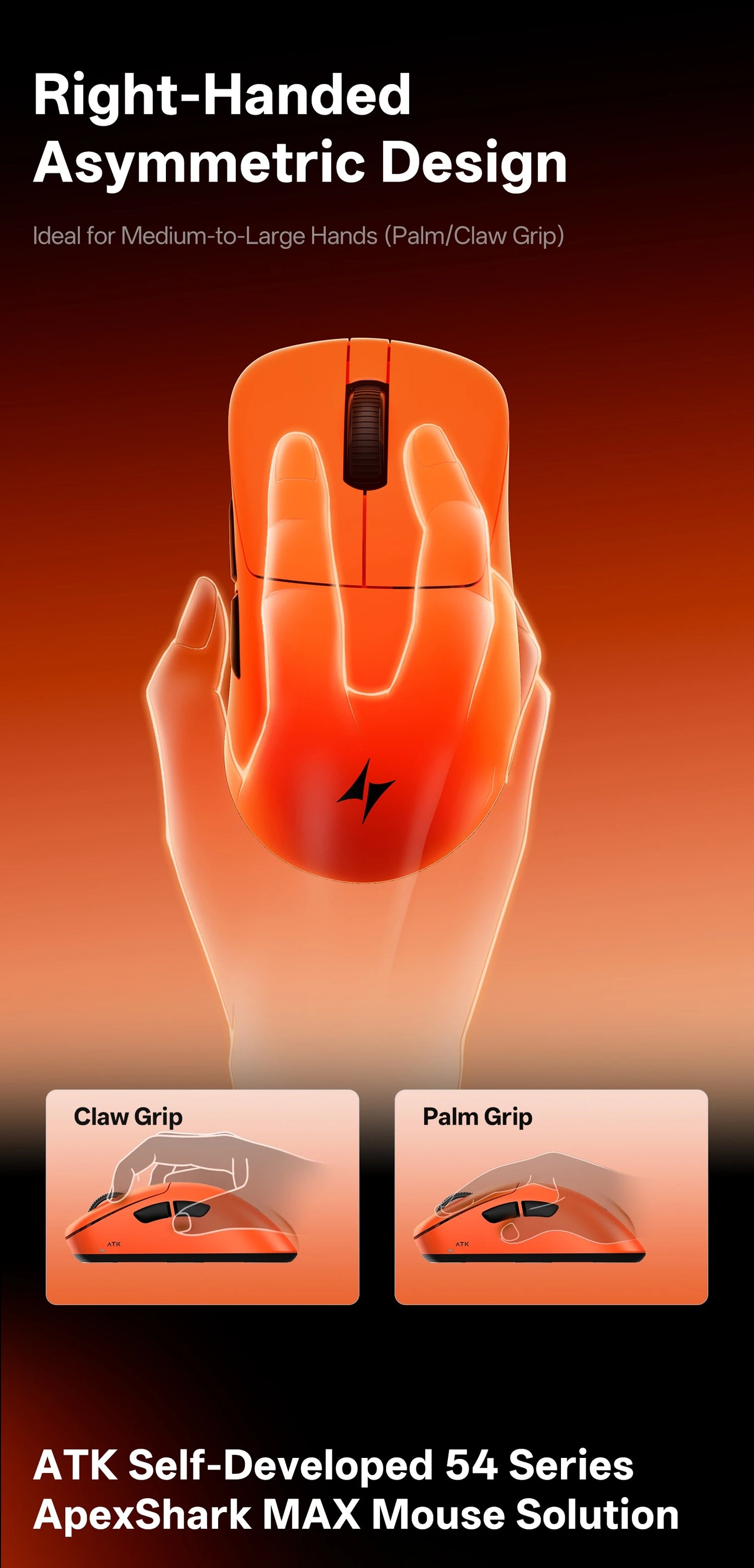 ATK Blazing Sky Z1 V2 Ultimate Ασύρματο Ποντίκι PAW3950 Ultra Dual 8K Gaming Ποντίκι Εργονομικό, Ιδανικό για Μεσαίο έως Μεγάλο Χέρι