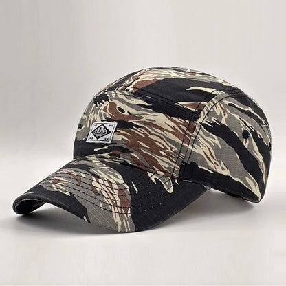 Workwear Style Camo Short Brim Baseball Cap for Men Women, Trendy Unisex Outdoor Sun Protection Peak Hat