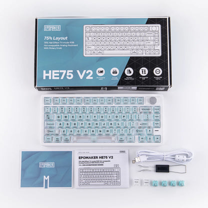 EPOMAKER HE75 V2 75% ANSI US Layout Tri-mode Wireless Hall Effect Gaming Keyboard 0.005mm Adjustable Actuation/Rapid Triggering