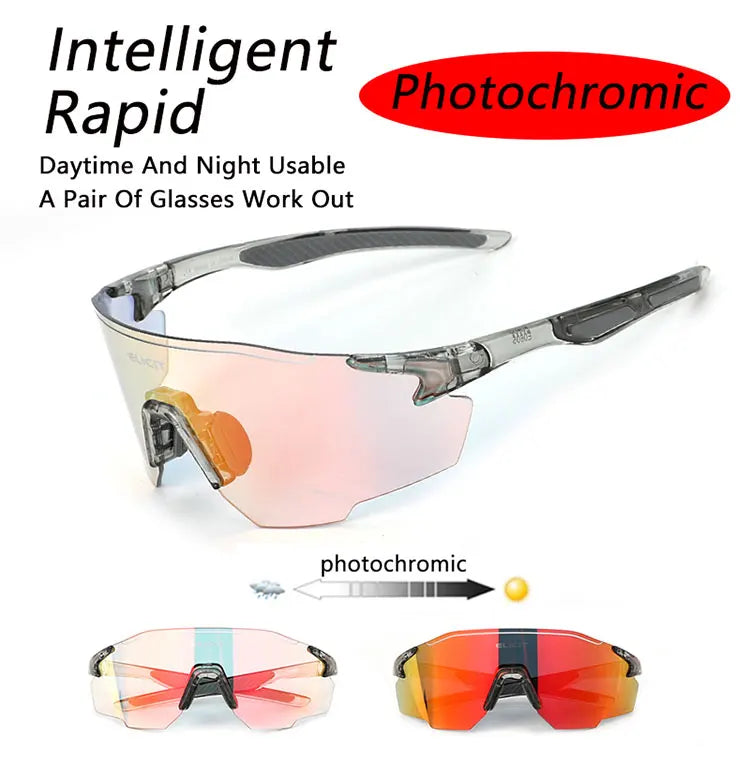 ELICIT New Photochromic Polarized Cycling Glasses Men Women Bike Glasses UV400 Eyewear Sunglasses HikingMTB Road Bicycle Goggles