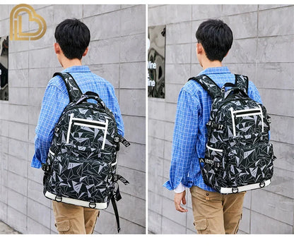 Yule Trooper F-Fortnited Battle Royale Rucksack mit USB-Ladeanschluss, Anime-Figuren, Lern- und Schreibwarenfach für Schüler