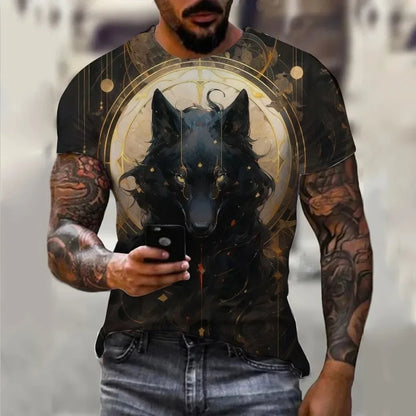 Męskie koszulki letnie z nadrukiem zwierzęcym – wilk, nadruk 3D, koszulki letnie, damskie, moda uliczna, koszulki oversize, odzież męska