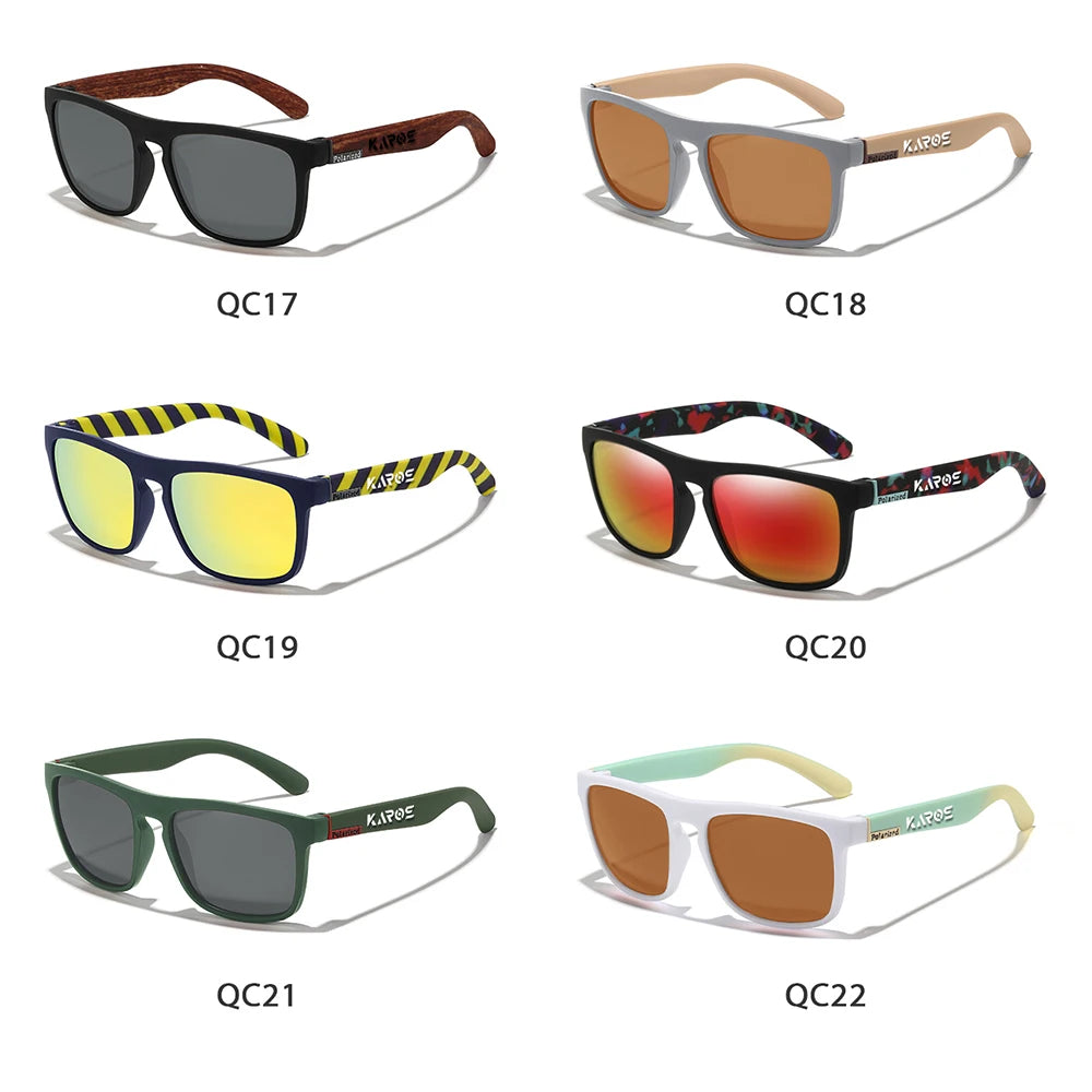 Karos Vintage Polarized Sunglasses Fashion Square Travel Driving Fishing Glasses Men Women Sports UV400 Eyewear Box YZ2024WB