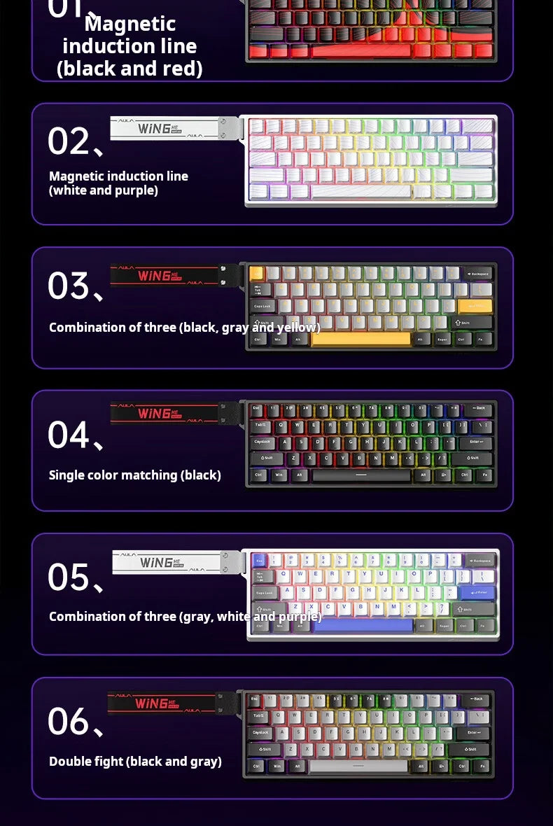 AULA WIN60 HE Wired Connection Magnetic Axis Keyboard RT Custom Mechanical Keyboard for E-sports Games 8K Polling Rate
