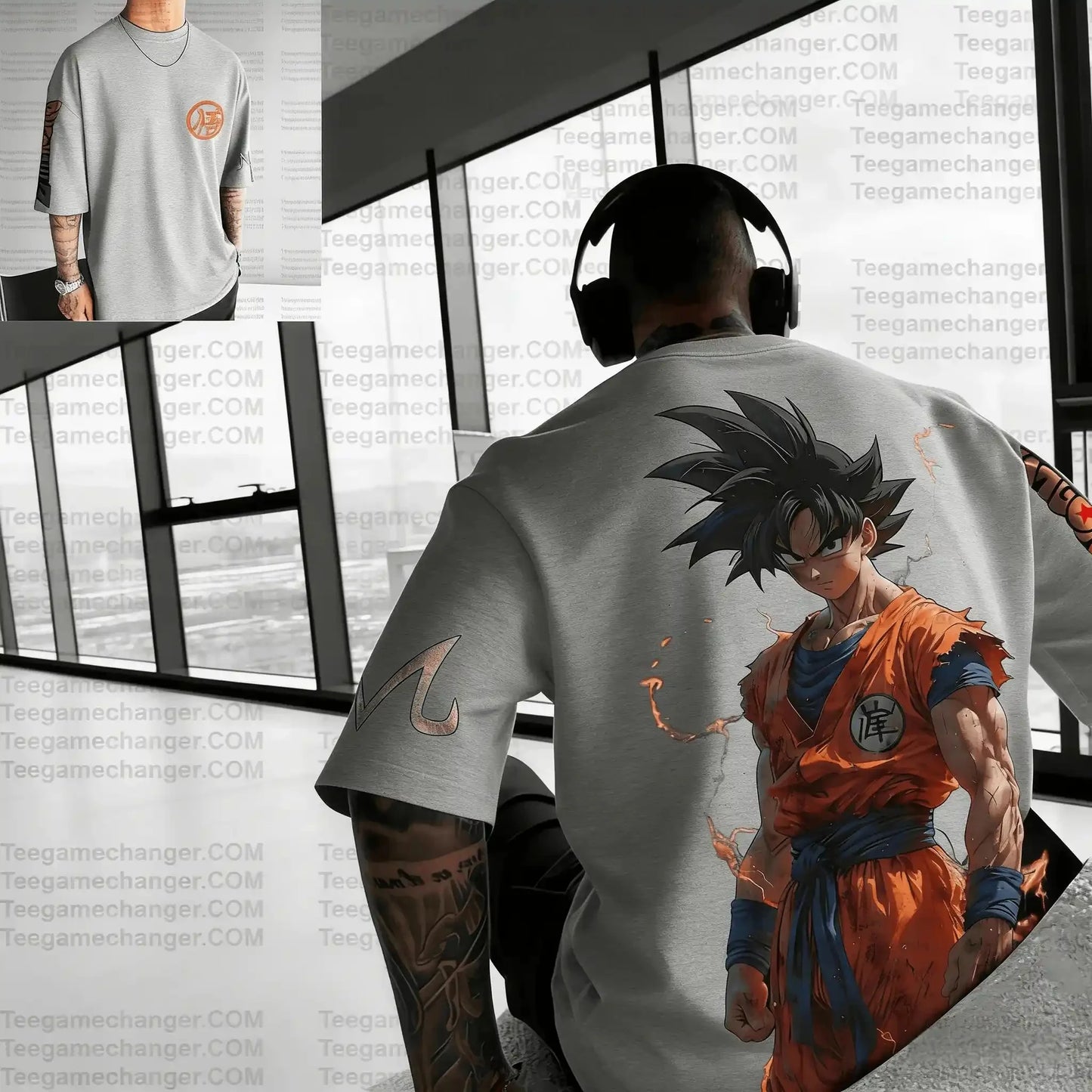 2026 Summer Dragon Ball Battle-Damaged Goku Vintage Anime T-shirt Men's Pure Cotton Casual Loose Sports Daily Top