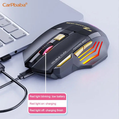Vezeték nélküli Bluetooth egér, újratölthető számítógépes gamer egér, ergonomikus RGB háttérvilágítású, csendes egér PC-hez