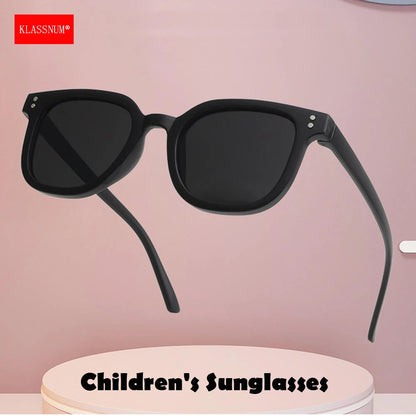 KLASSNUM 2026 Trendy Children's Sunglasses Large Square Black Sun Glasses 2-8 Years Kids Girls Boys Sunglass for Travel Outdoor