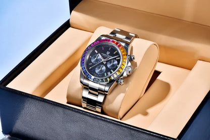 Orologio da uomo PAGANI DESIGN – Modello con quadranti colorati, orologio da polso al quarzo di lusso, cronografo dotato di un movimento