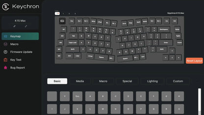 Keychron K15 Max (Alice Layout) QMK Wireless Custom Mechanical Keyboard Low Profile Gateron Switch Double-shot PBT Keycaps