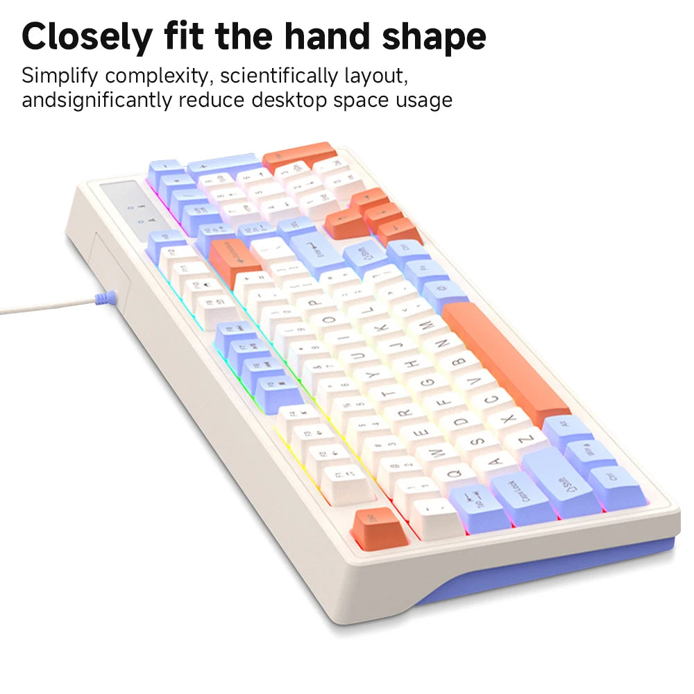 CASEPOKE 98 Keys Mechanical Keyboard for PC Laptop Office Silent Wired Keyboard with Backlit Volume Adjustment Gaming Keyboard