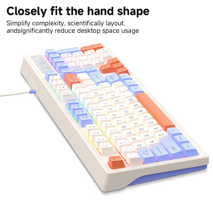 CASEPOKE 98 Keys Mechanical Keyboard for PC Laptop Office Silent Wired Keyboard with Backlit Volume Adjustment Gaming Keyboard