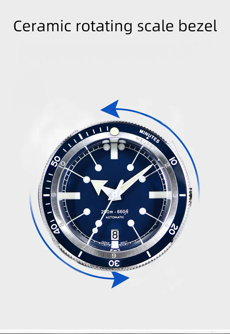 SEA KNIGHT Men 200M Waterproof Diving Watch Sapphire Crystal 316L Steel Mesh Belt C3 Luminous NH35A Automatic Mechanical Watch