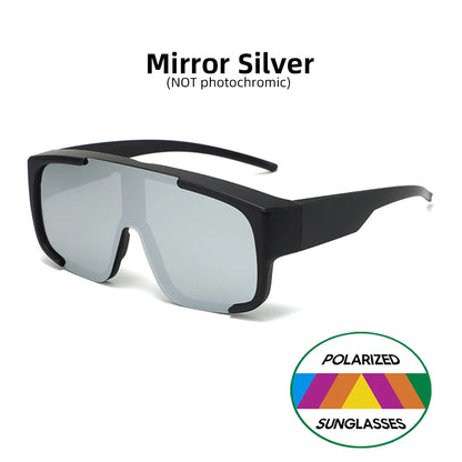 VIVIBEE Large Polarized Glasses Fit Over Sunglasses Photochromic Men Driving UV400 Fishing Outdoor Women Mirrored Dark Goggles