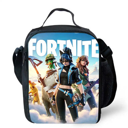 Children's Cartoon Fortnite Picnic Bag For Boys and Girls Age 5-10，Kids Insulated Cooler Lunch Bags Cute Portable Lightweight