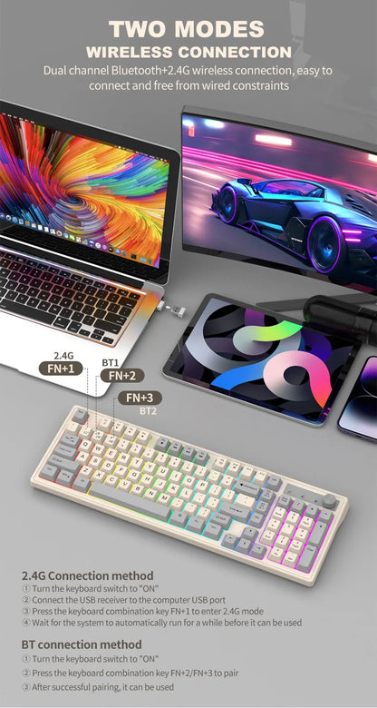 2.4G Wireless Mechanical Feel Keyboard Bluetooth 5.0 Dual Mode Keyboard With RGB Backlight for Desktop PC Office/Game Keyboard