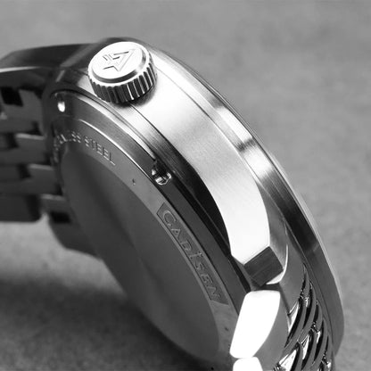 CADISEN Automatic Mechanical Watch Man Silver Business Casual Waterproof Watch Japan MIYOTA 8215 Movement Domed Glass Mens Watch