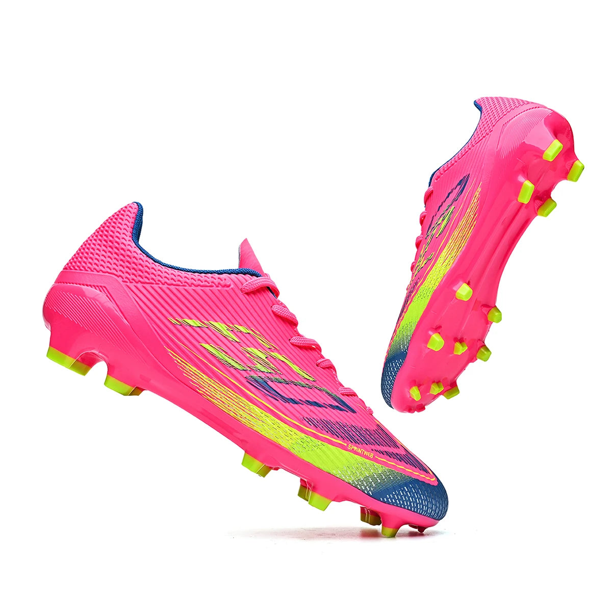 Chaussures de football classiques AG/FG, crampons longs résistants à l'usure en TPU, tige en tissu mélangé PU, antidérapantes et confortables pour le football en plein air pour enfants